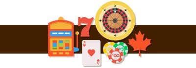 canadian leaf, slots, lucky 7, dice, cards and casino chips